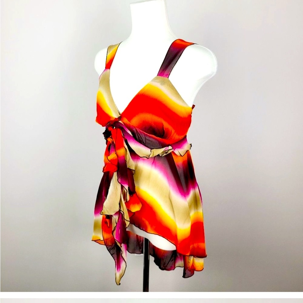 Miss Me Los Angeles Hi Low Chiffon Babydoll Multicolor Tunic